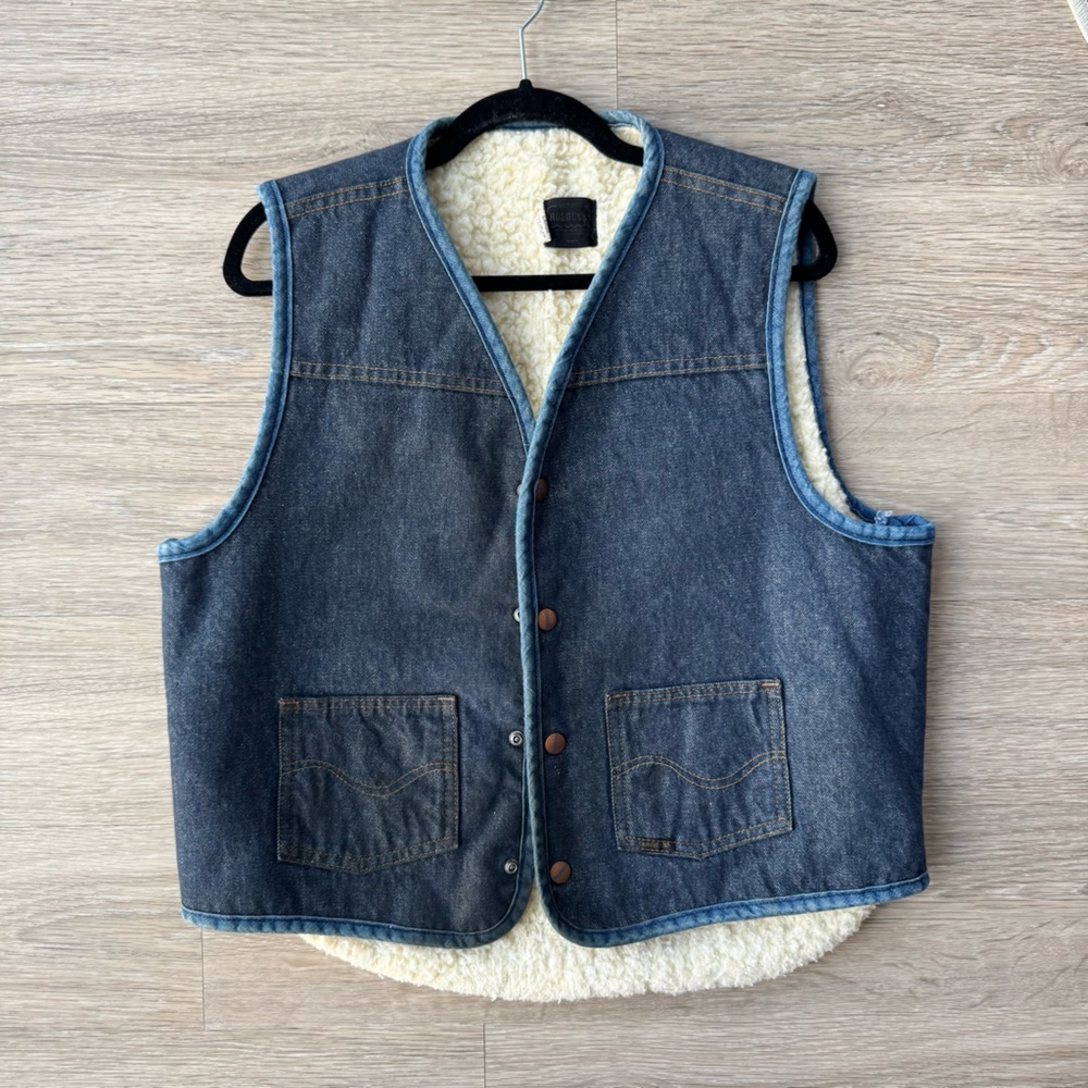 vintage shearling denim vest